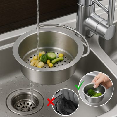 Cesta de drenaje que filtra y almacena fu00e1cilmente | EVOSINK